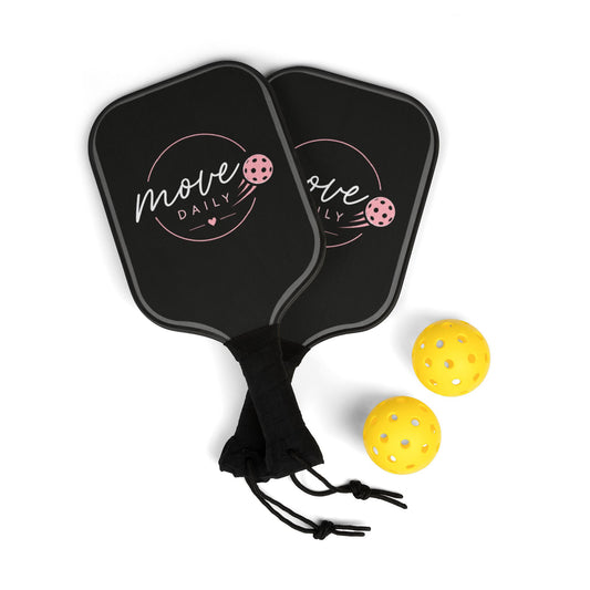 Pickleball Paddles Set — "Move Daily" Lightweight Pickleball Kit with 2 Paddles & Balls